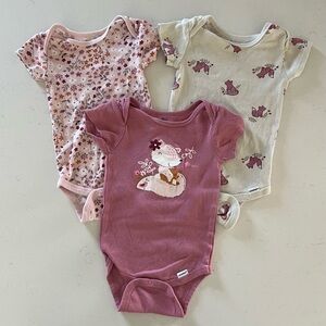 3 girls 6-9 months bodysuits.